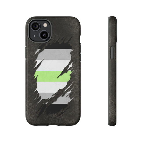 Agender Pride Flag Ripped Reveal Tough Case